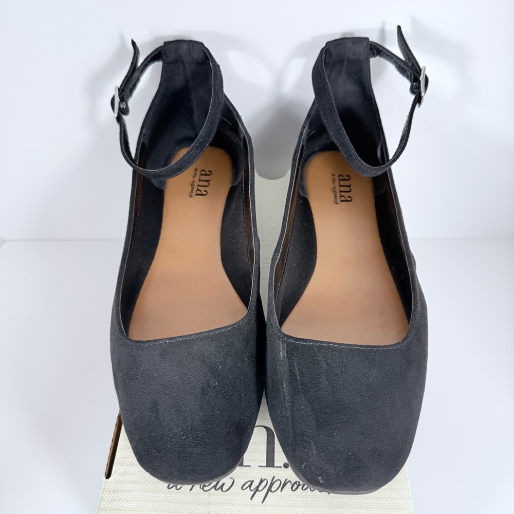 A.N.A Kearny Black‎ Ankle Strap Flats NIB Size 7.5 Balletcore Cottagecore